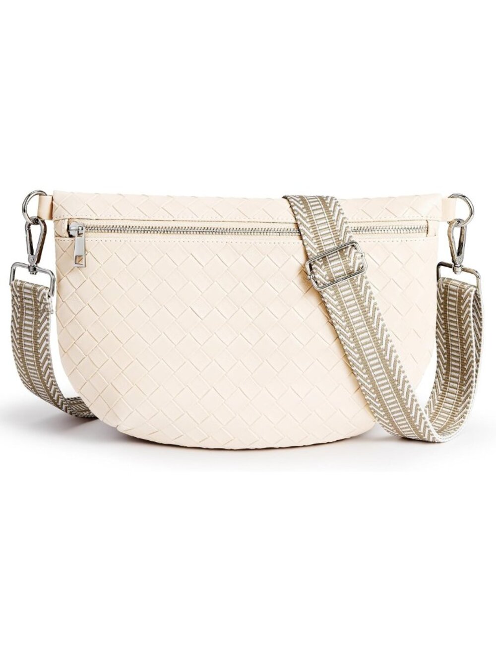 Stylish Faux Woven Crossbody Bag for Women | Vegan Leather Fanny Pack